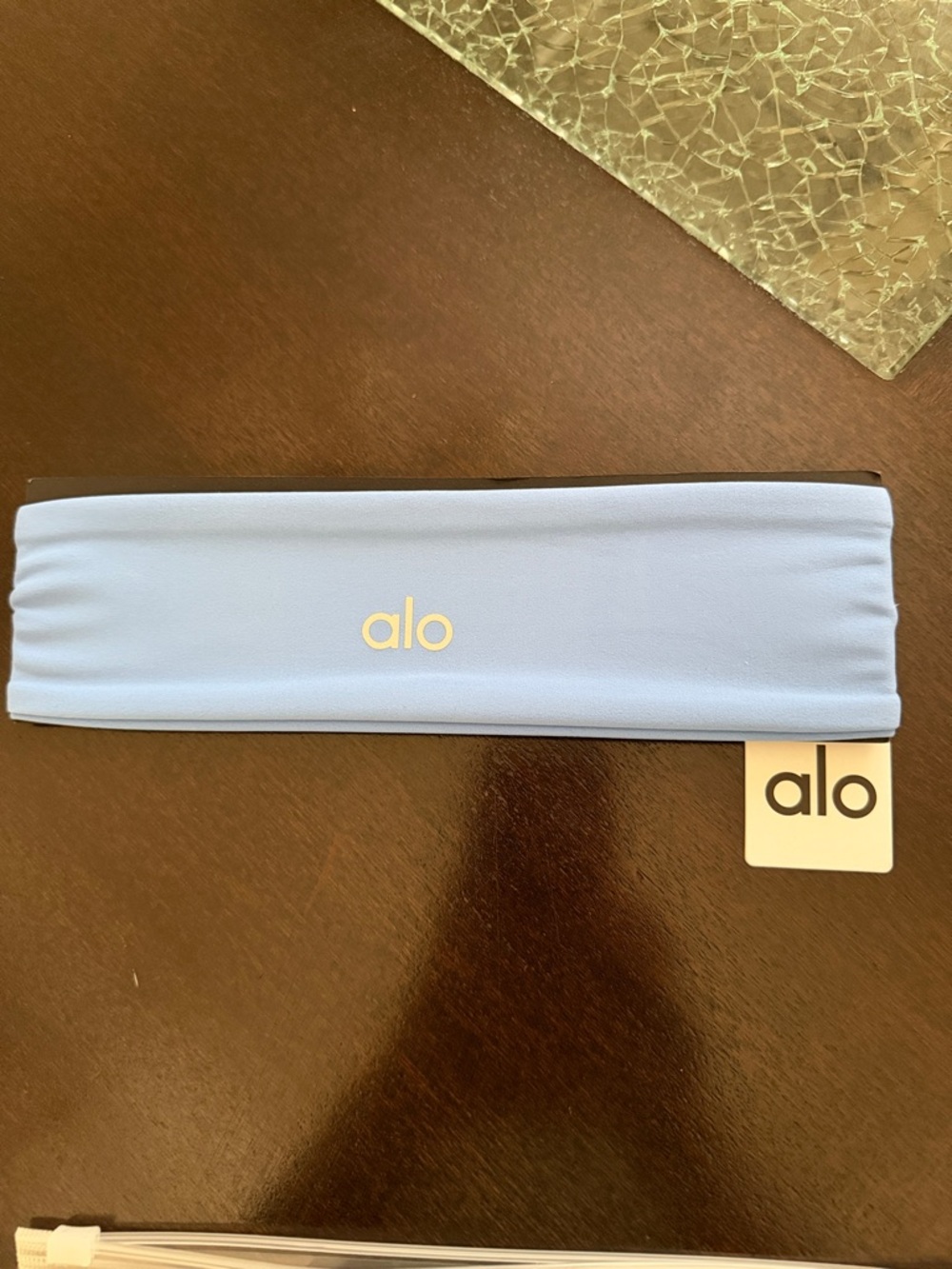 ALO Yoga Sky Blue Wide Logo Headband - Picture 5 of 6